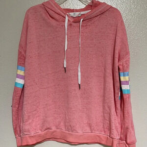 Pink Rose Hoodie Distressed Sweatshirt Hoodie Size XL